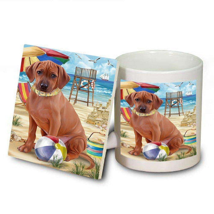 Pet Friendly Beach Rhodesian Ridgeback Dog Mug and Coaster Set MUC48664
