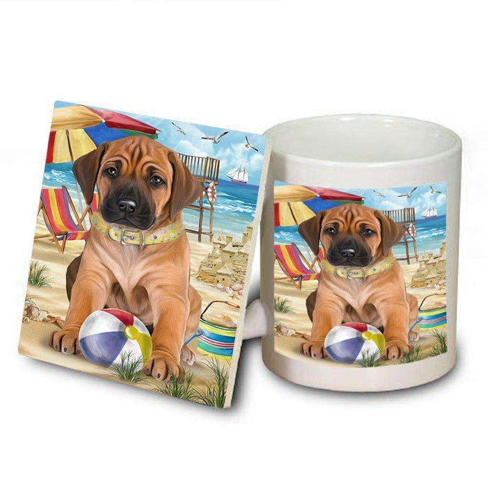 Pet Friendly Beach Rhodesian Ridgeback Dog Mug and Coaster Set MUC48665
