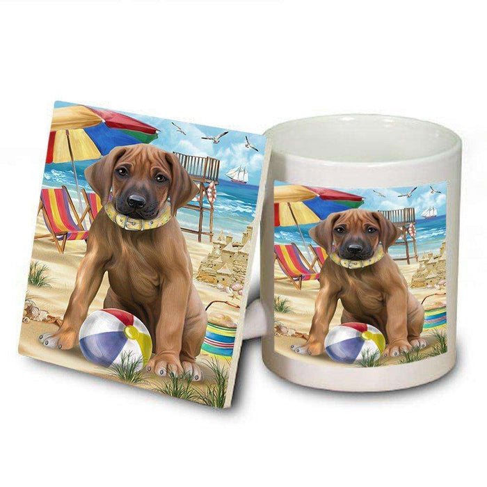 Pet Friendly Beach Rhodesian Ridgeback Dog Mug and Coaster Set MUC48666