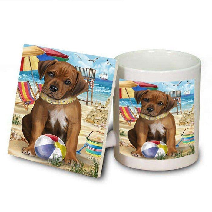 Pet Friendly Beach Rhodesian Ridgeback Dog Mug and Coaster Set MUC48667