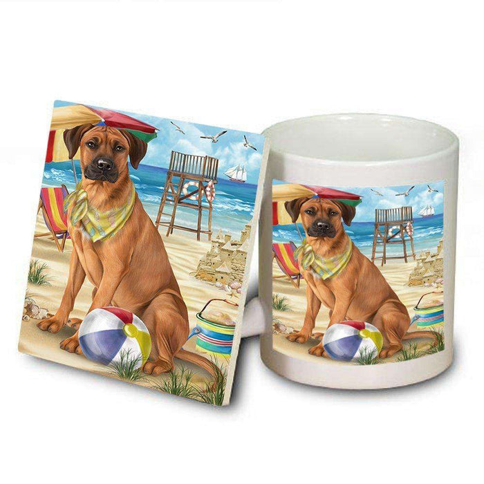 Pet Friendly Beach Rhodesian Ridgeback Dog Mug and Coaster Set MUC48668