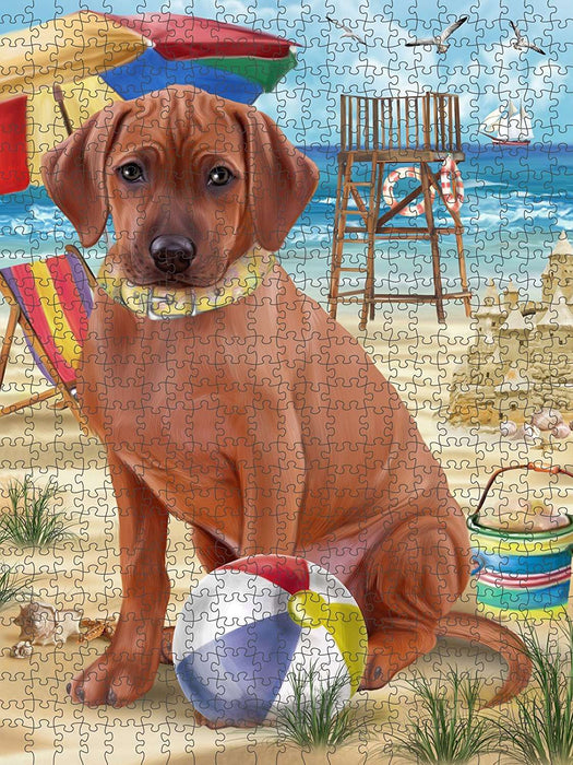Pet Friendly Beach Rhodesian Ridgeback Dog Puzzle with Photo Tin PUZL49722
