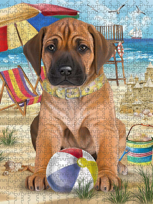 Pet Friendly Beach Rhodesian Ridgeback Dog Puzzle with Photo Tin PUZL49725