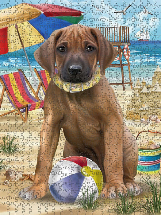 Pet Friendly Beach Rhodesian Ridgeback Dog Puzzle with Photo Tin PUZL49728