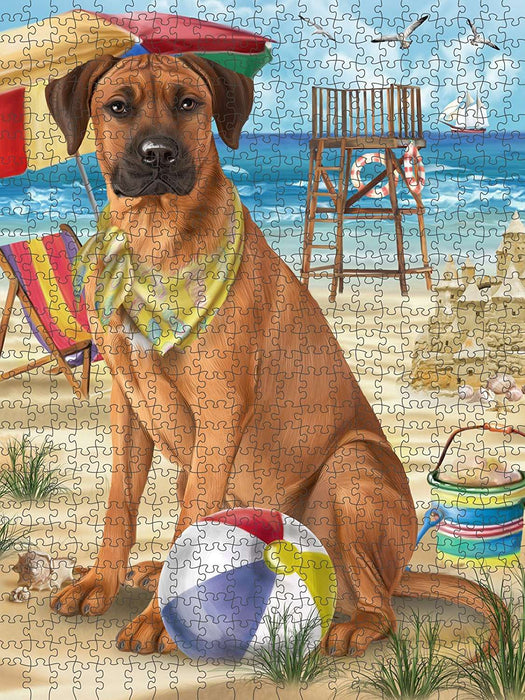 Pet Friendly Beach Rhodesian Ridgeback Dog Puzzle with Photo Tin PUZL49734