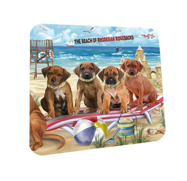 Pet Friendly Beach Rhodesian Ridgebacks Dog Coasters Set of 4 CST48630