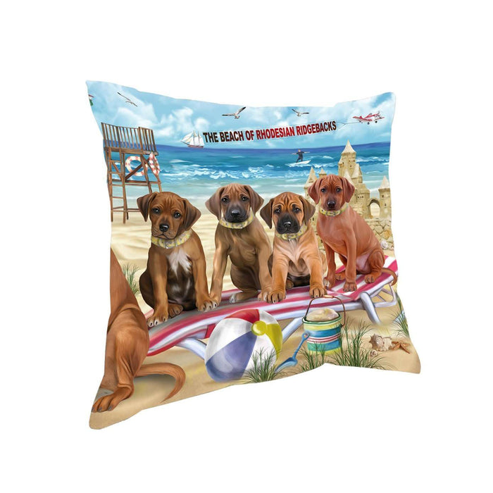 Pet Friendly Beach Rhodesian Ridgebacks Dog Pillow PIL50540