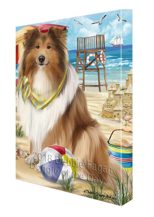 Pet Friendly Beach Rough Collie Dog Canvas Print Wall Art Décor CVS105470