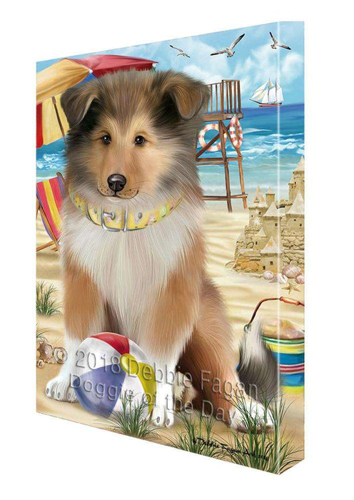 Pet Friendly Beach Rough Collie Dog Canvas Print Wall Art Décor CVS105479