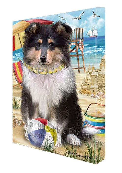 Pet Friendly Beach Rough Collie Dog Canvas Print Wall Art Décor CVS105506