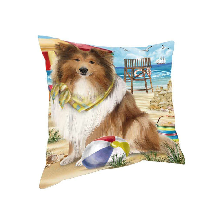 Pet Friendly Beach Rough Collie Dog Pillow PIL73344