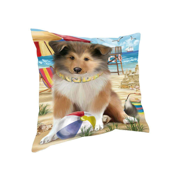 Pet Friendly Beach Rough Collie Dog Pillow PIL73348