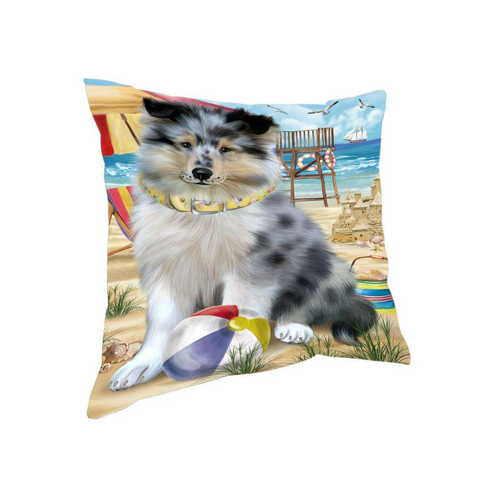 Pet Friendly Beach Rough Collie Dog Pillow PIL73352