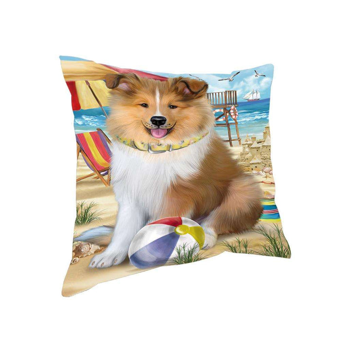 Pet Friendly Beach Rough Collie Dog Pillow PIL73356