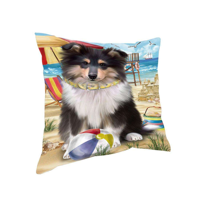 Pet Friendly Beach Rough Collie Dog Pillow PIL73360