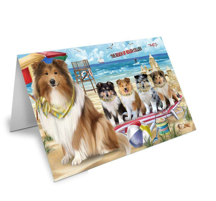 Pet Friendly Beach Rough Collies Dog Handmade Artwork Assorted Pets Greeting Cards and Note Cards with Envelopes for All Occasions and Holiday Seasons GCD66566