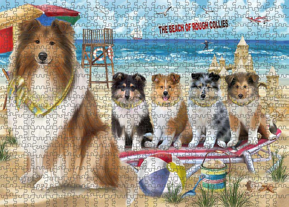 Pet Friendly Beach Rough Collies Dog Puzzle with Photo Tin PUZL83872