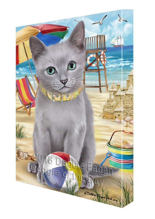 Pet Friendly Beach Russian Blue Cat Canvas Print Wall Art Décor CVS81593