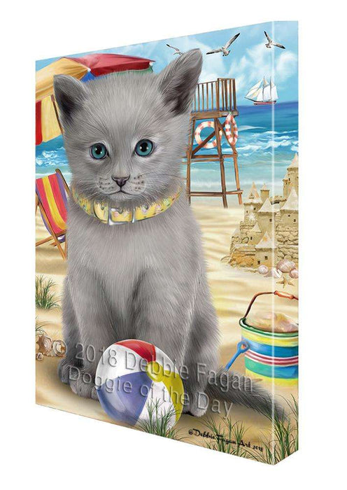Pet Friendly Beach Russian Blue Cat Canvas Print Wall Art Décor CVS81602