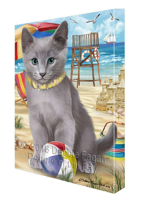 Pet Friendly Beach Russian Blue Cat Canvas Print Wall Art Décor CVS81611
