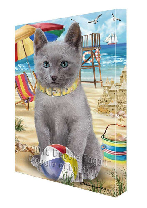 Pet Friendly Beach Russian Blue Cat Canvas Print Wall Art Décor CVS81620