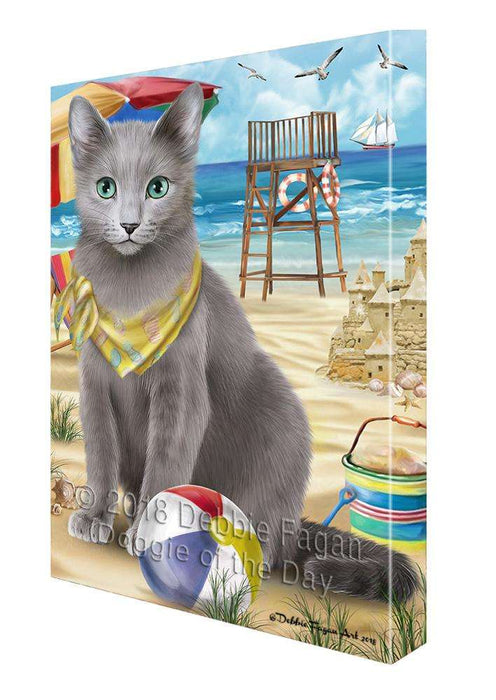 Pet Friendly Beach Russian Blue Cat Canvas Print Wall Art Décor CVS81629