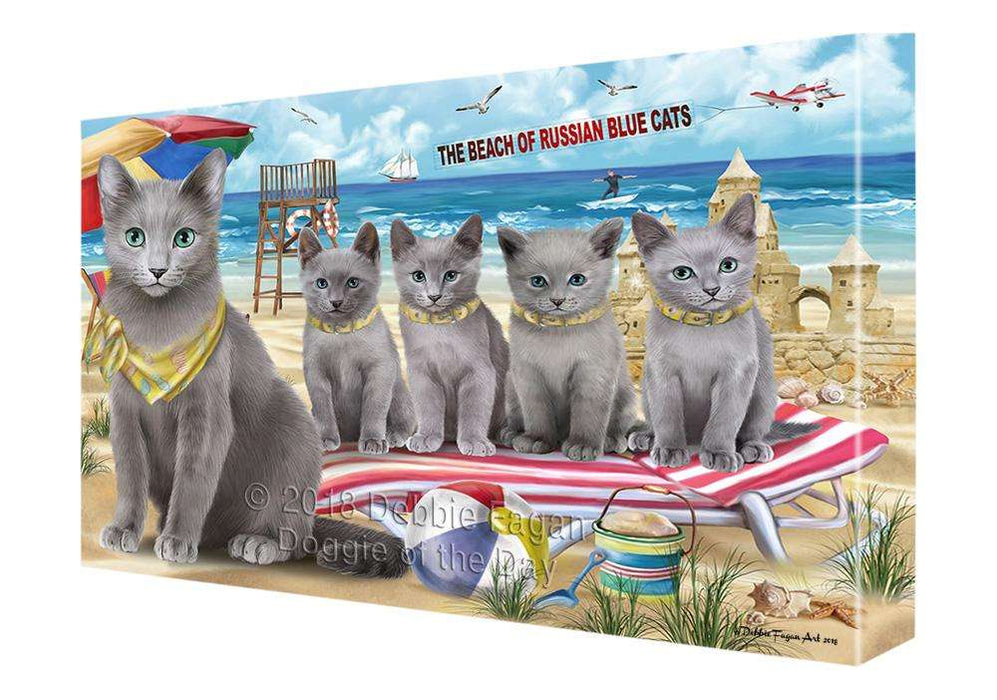 Pet Friendly Beach Russian Blue Cat Canvas Print Wall Art Décor CVS81638