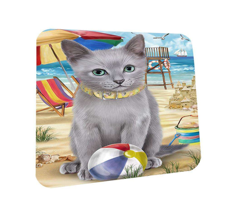 Pet Friendly Beach Russian Blue Cat Coasters Set of 4 CST51551