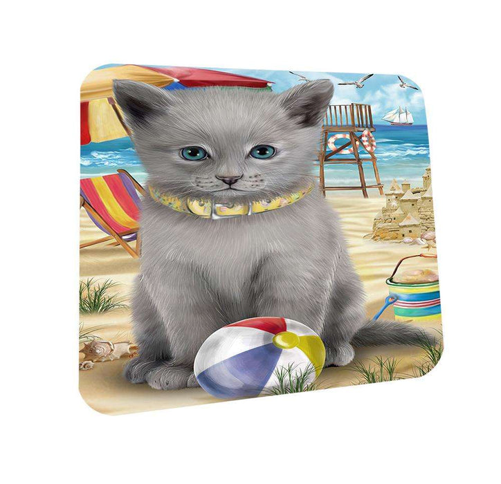 Pet Friendly Beach Russian Blue Cat Coasters Set of 4 CST51552