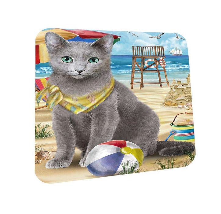 Pet Friendly Beach Russian Blue Cat Coasters Set of 4 CST51555