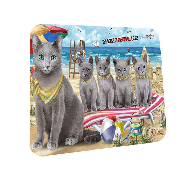 Pet Friendly Beach Russian Blue Cat Coasters Set of 4 CST51556