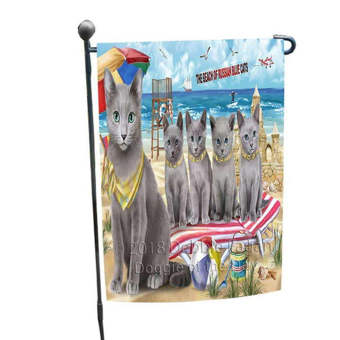 Pet Friendly Beach Russian Blue Cat Garden Flag GFLG51594