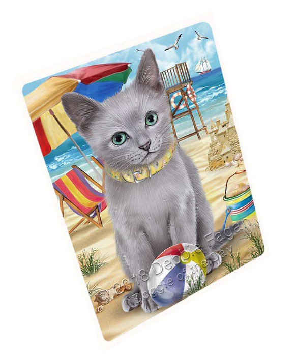 Pet Friendly Beach Russian Blue Cat Large Refrigerator / Dishwasher Magnet RMAG70050