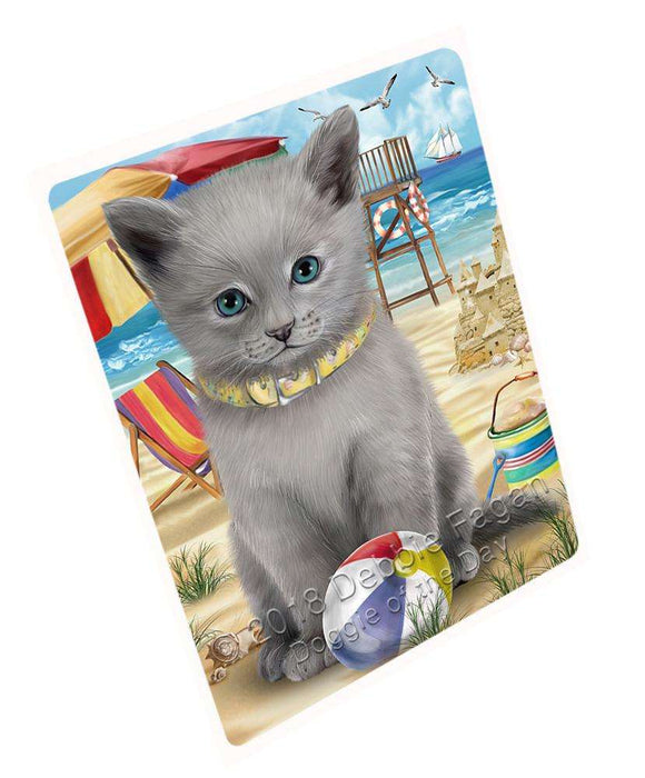 Pet Friendly Beach Russian Blue Cat Large Refrigerator / Dishwasher Magnet RMAG70056