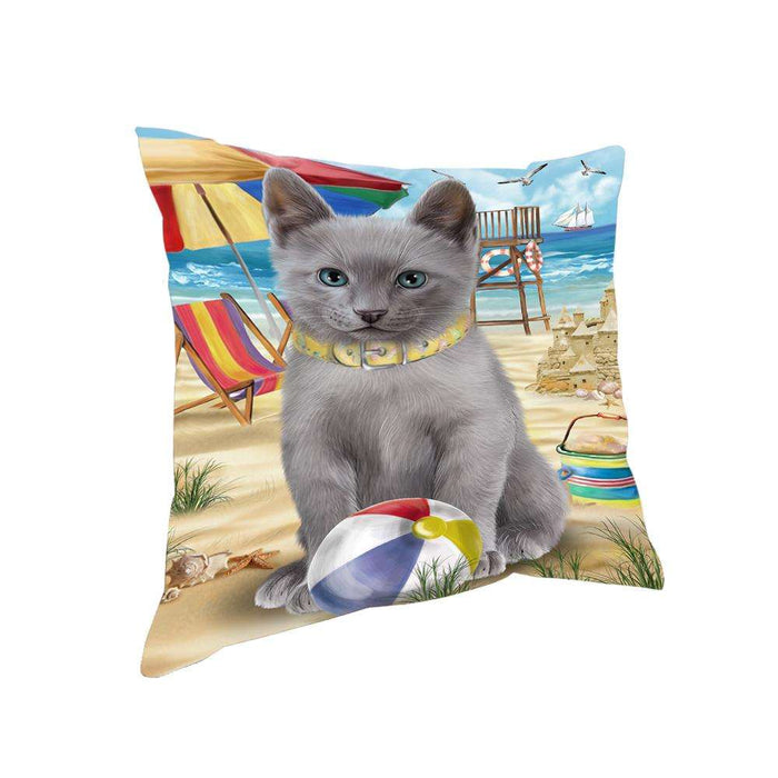 Pet Friendly Beach Russian Blue Cat Pillow PIL62744