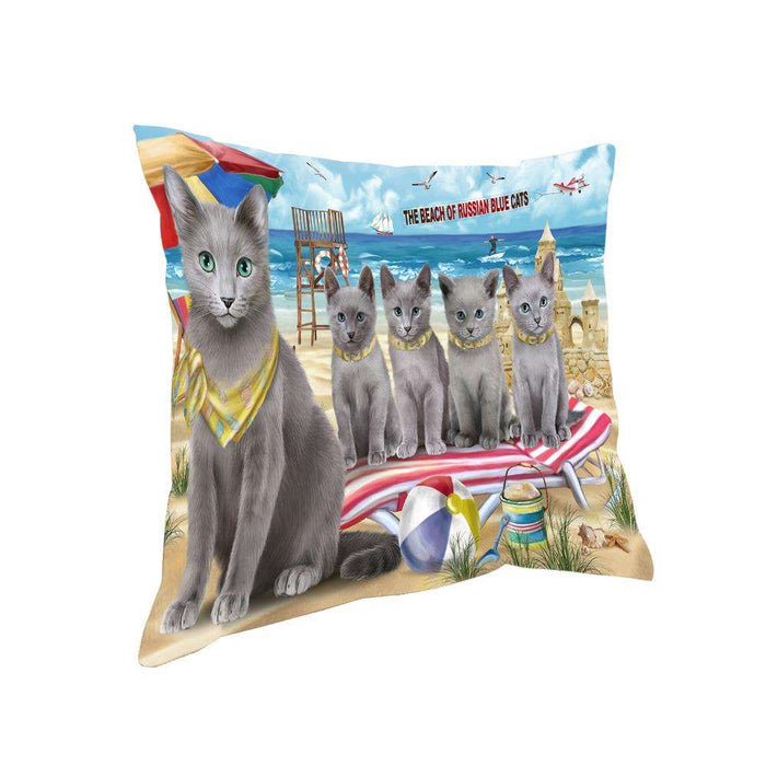 Pet Friendly Beach Russian Blue Cat Pillow PIL62752
