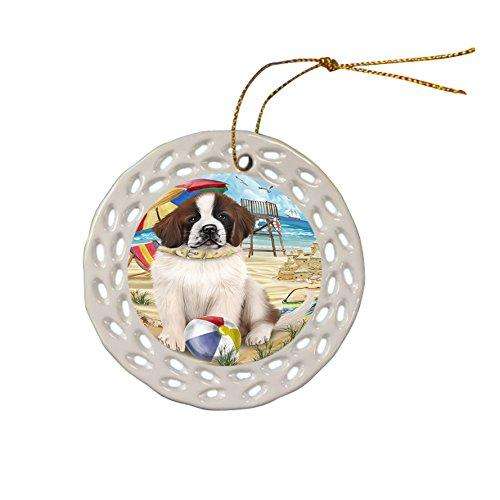 Pet Friendly Beach Saint Bernard Dog Ceramic Doily Ornament DPOR48678