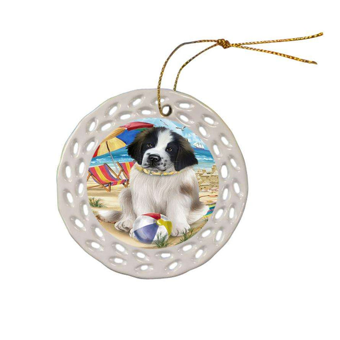 Pet Friendly Beach Saint Bernard Dog Ceramic Doily Ornament DPOR48679