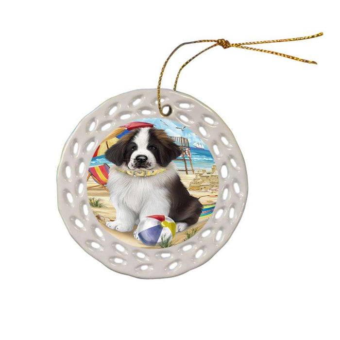 Pet Friendly Beach Saint Bernard Dog Ceramic Doily Ornament DPOR48680