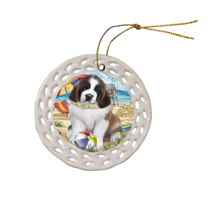 Pet Friendly Beach Saint Bernard Dog Ceramic Doily Ornament DPOR48681