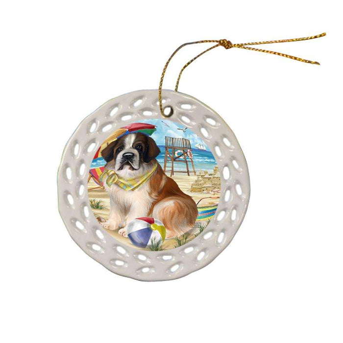 Pet Friendly Beach Saint Bernard Dog Ceramic Doily Ornament DPOR48682