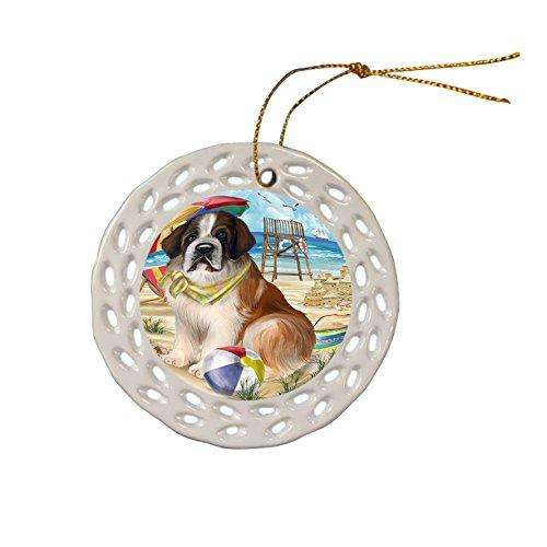 Pet Friendly Beach Saint Bernard Dog Ceramic Doily Ornament DPOR48682