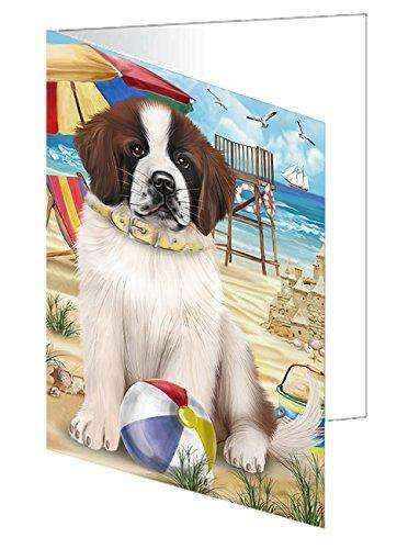 Pet Friendly Beach Saint Bernard Dog Handmade Artwork Assorted Pets Greeting Cards and Note Cards with Envelopes for All Occasions and Holiday Seasons GCD50063