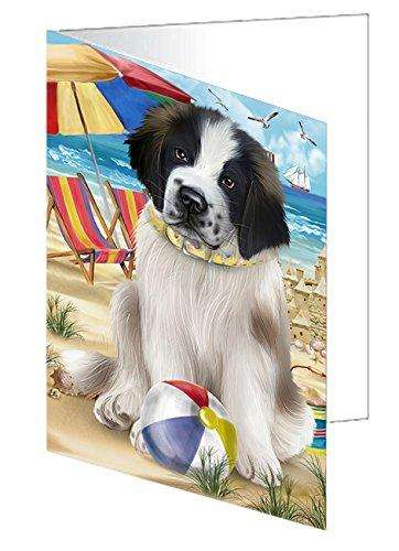 Pet Friendly Beach Saint Bernard Dog Handmade Artwork Assorted Pets Greeting Cards and Note Cards with Envelopes for All Occasions and Holiday Seasons GCD50066