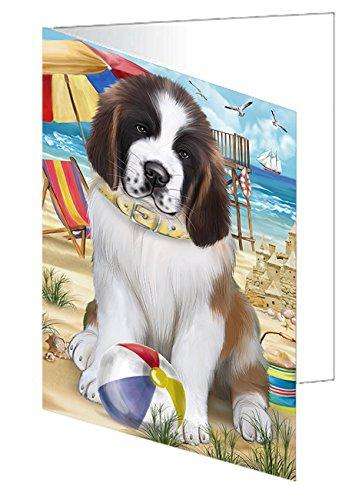 Pet Friendly Beach Saint Bernard Dog Handmade Artwork Assorted Pets Greeting Cards and Note Cards with Envelopes for All Occasions and Holiday Seasons GCD50072