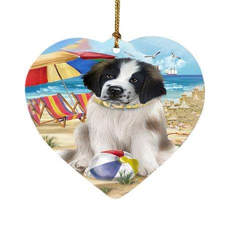 Pet Friendly Beach Saint Bernard Dog Heart Christmas Ornament HPOR48679