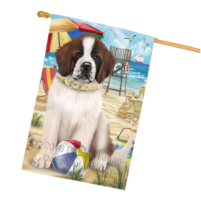 Pet Friendly Beach Saint Bernard Dog House Flag FLG48643