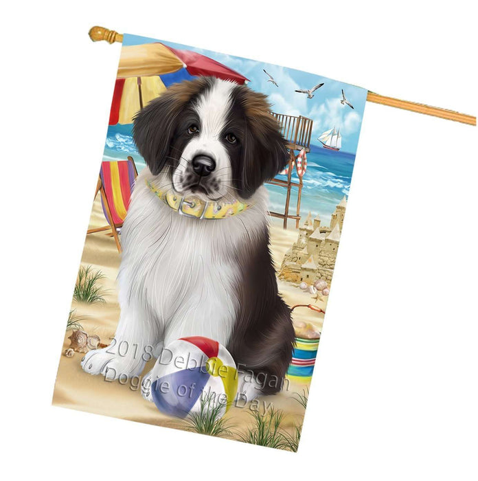 Pet Friendly Beach Saint Bernard Dog House Flag FLG48645