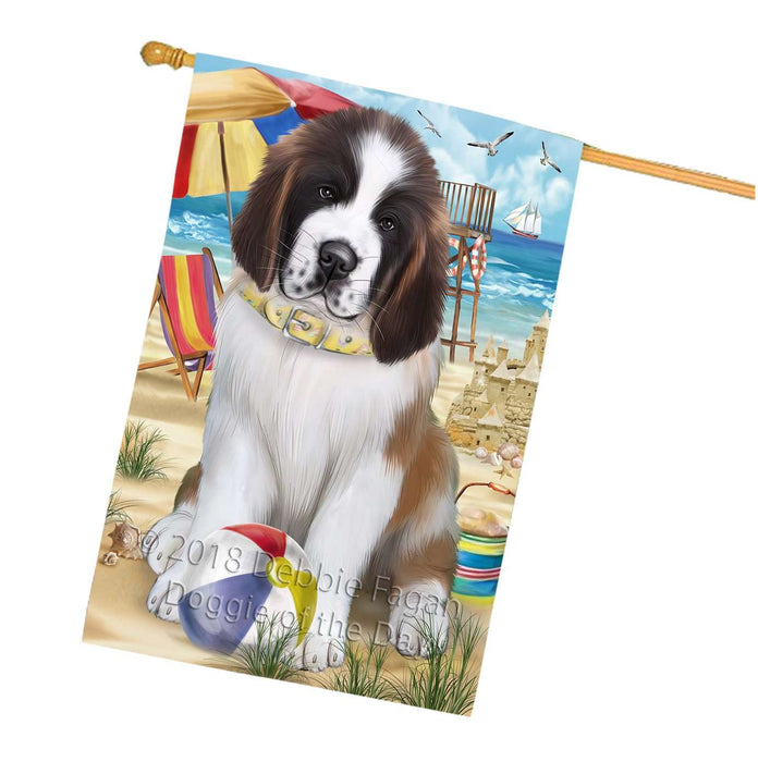 Pet Friendly Beach Saint Bernard Dog House Flag FLG48646