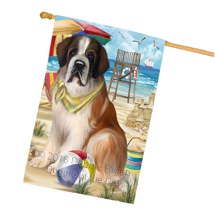 Pet Friendly Beach Saint Bernard Dog House Flag FLG48647